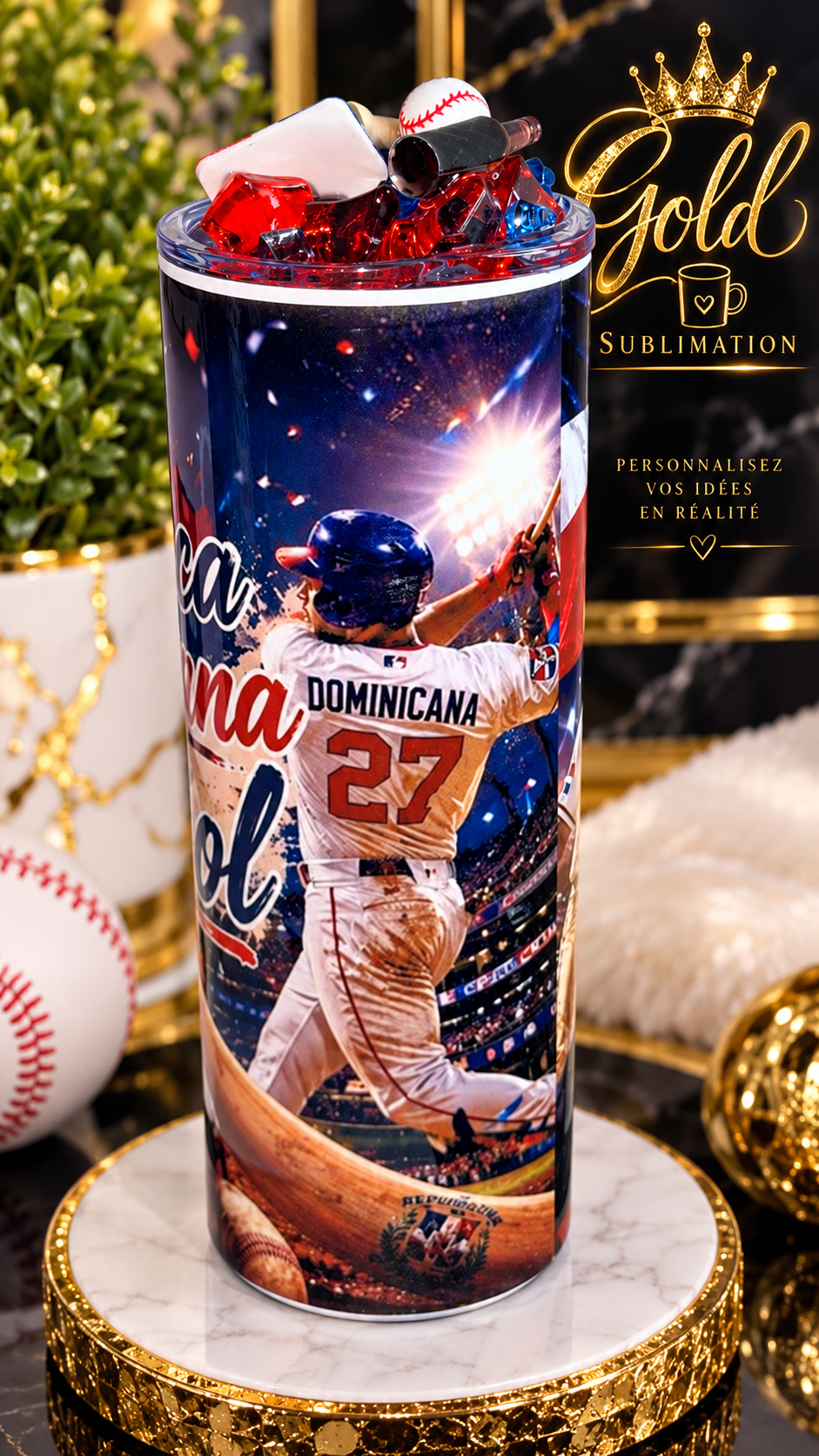 🇩🇴⚾ Gobelet personnalisé – Fierté Dominicaine 🇩🇴 20oz
