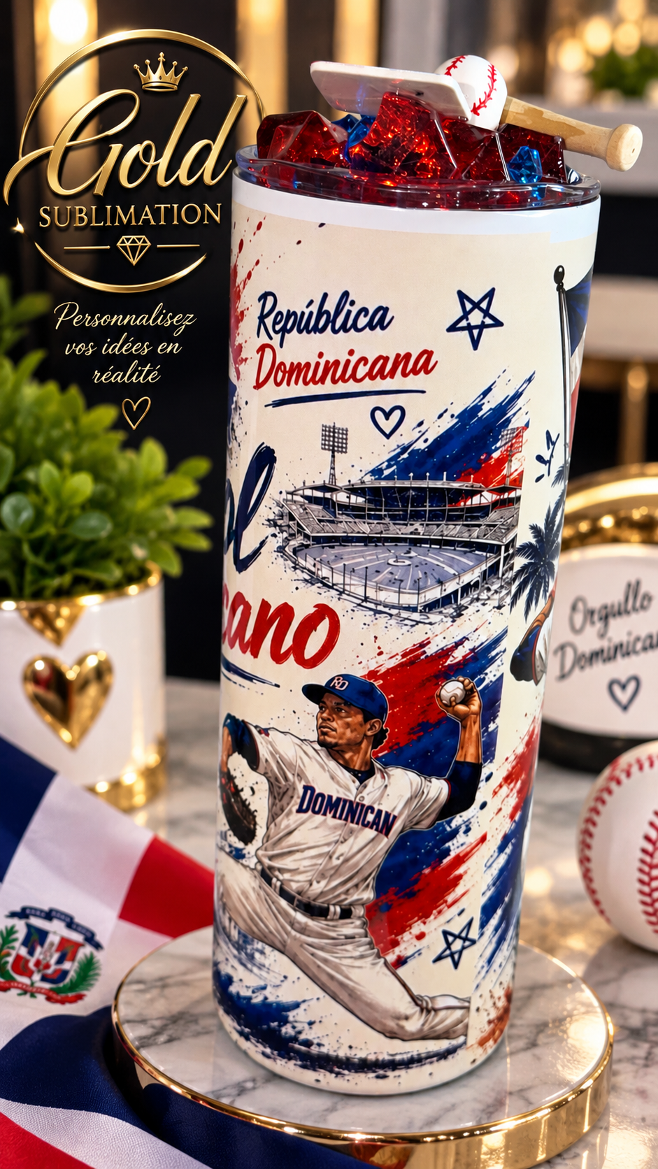 🇩🇴⚾ LE VERRE PERSONNALISÉ QUI CÉLÈBRE LA RÉPUBLIQUE DOMINICAINE ! ⚾🇩🇴 20oz