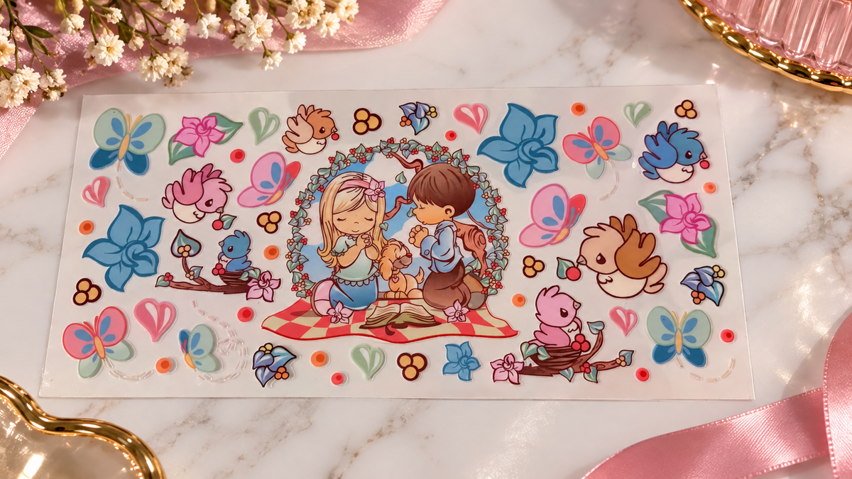 🌸💕 Planche UV DTF – Romance Féérique & Kawaii 🦋📖 16oz