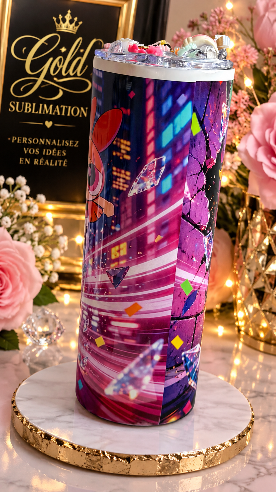 ✨ Verre personnalisé Powerpuff Girls – Gold Sublimation ✨