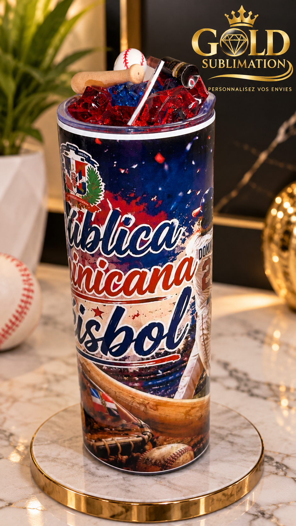 🇩🇴⚾ Gobelet personnalisé – Fierté Dominicaine 🇩🇴 20oz
