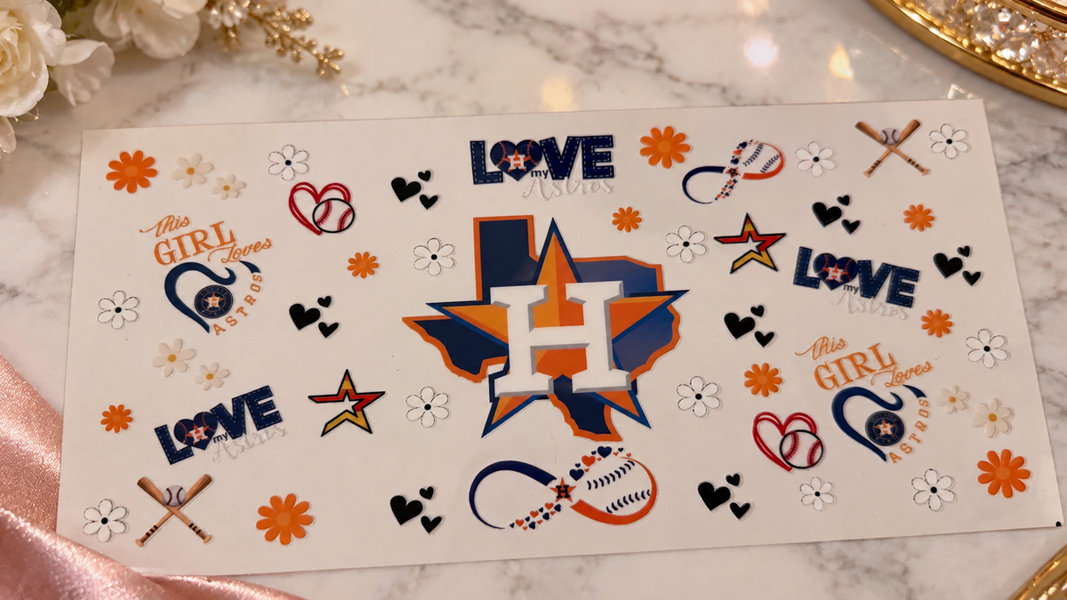 ✨ UV DTF Baseball – Houston Astros ⚾🧡💙 ✨16oz