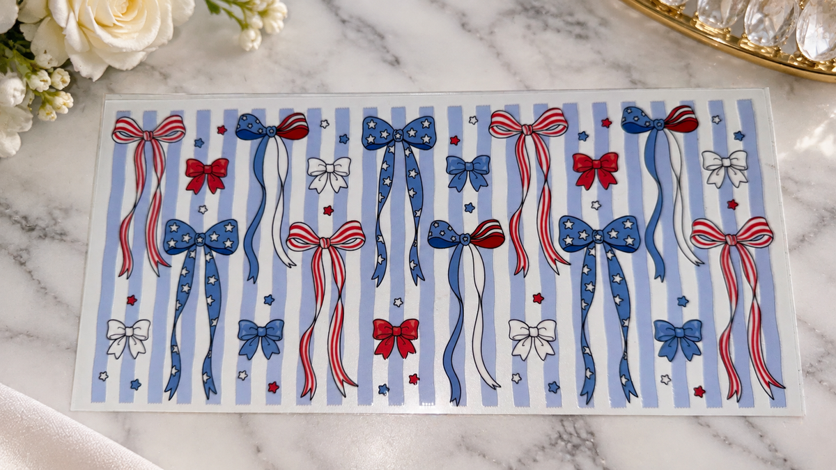 🎀 UV DTF – Collection Nœuds Américains 🇺🇸 🎀 16oz
